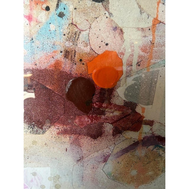 Turquoise Juanma Reyes “Tendedero” Spanish Expressionist Abstract Mixed Media Collage Painting, Signed For Sale - Image 8 of 18