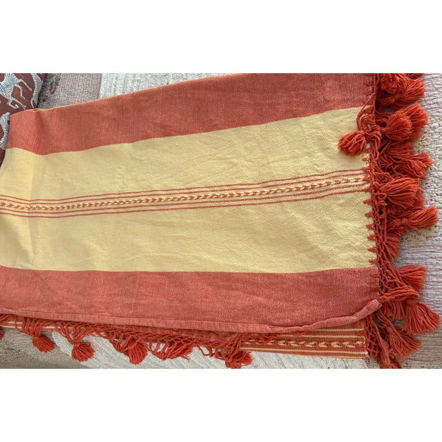 1990s Vintage Large Cotton Linen Coverlet or Tablecloth For Sale - Image 5 of 8