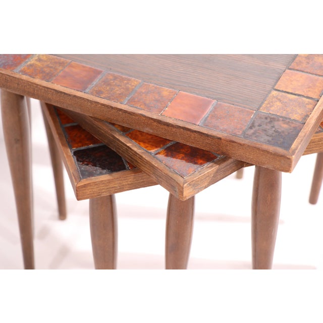 Mid Century Tile Top Stacking Tables For Sale - Image 12 of 13