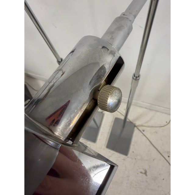 Chrome Koch & Lowy Chrome Adjustable Floor Lamps - A Pair For Sale - Image 8 of 9