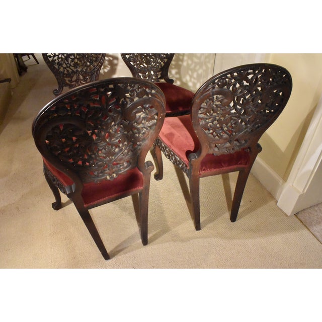 Traditional 19th Century Set of Four Anglo Indian Rosewood Carved Side Chairs For Sale - Image 3 of 5