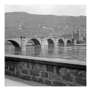 Old Bridge, River Neckar and Heidelberg Castle, Germany 1938, Printed 2021