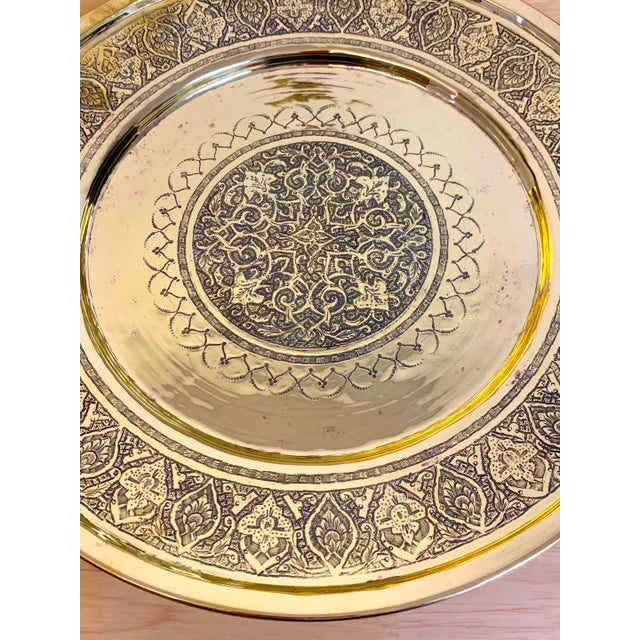 6 Late 19th-Century Anglo-Indian Engraved Brass Charger Plates India, C. 1880s For Sale - Image 10 of 10