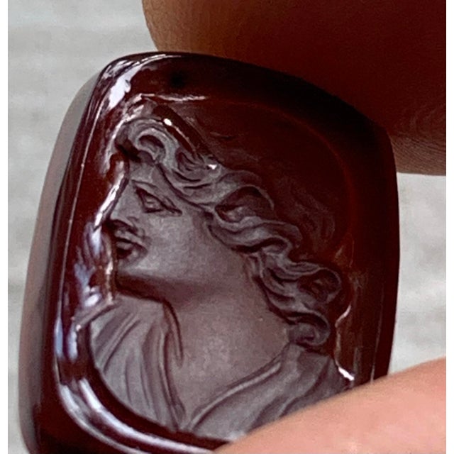 Gemstone Vintage Carnelian Intaglio Gemstone-Pair For Sale - Image 7 of 8