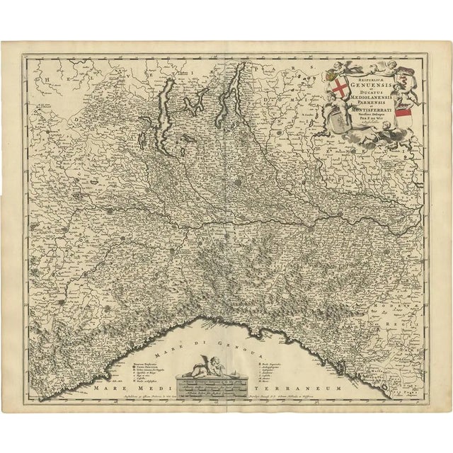 Antique Map of Northern Italy by F. De Wit, 1690 For Sale