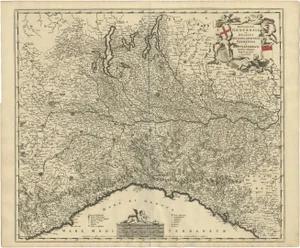 Antique Map of Northern Italy by F. De Wit, 1690