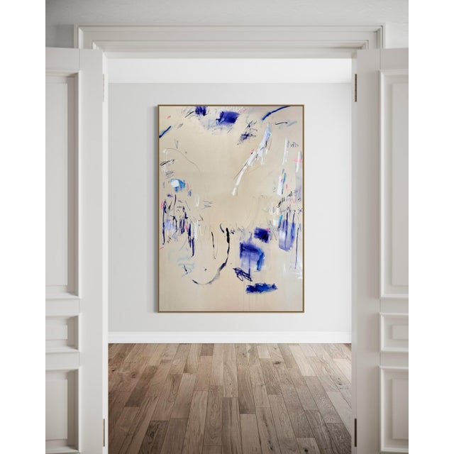 Contemporary Abstract Acrylics, Marker, Spray Paint, Charcoal on Raw Canvas "Sign of the Times (Diptych)" by Manuela Karin Knaut - Set of 2 For Sale - Image 6 of 8