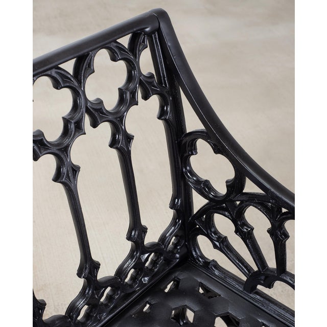 English Coalbrookdale Style Cast Gothic Revival Garden Bench For Sale - Image 16 of 18