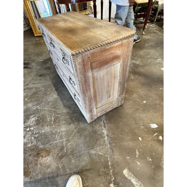 Vintage French Whitewashed Oak Chest For Sale In Dallas - Image 6 of 7