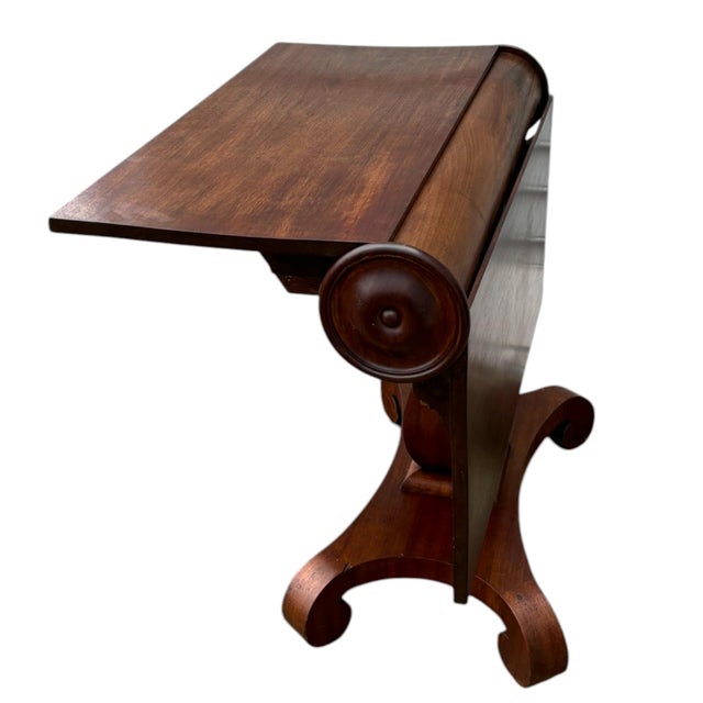 Antique Cylinder Drop Leaf Table For Sale - Image 4 of 12