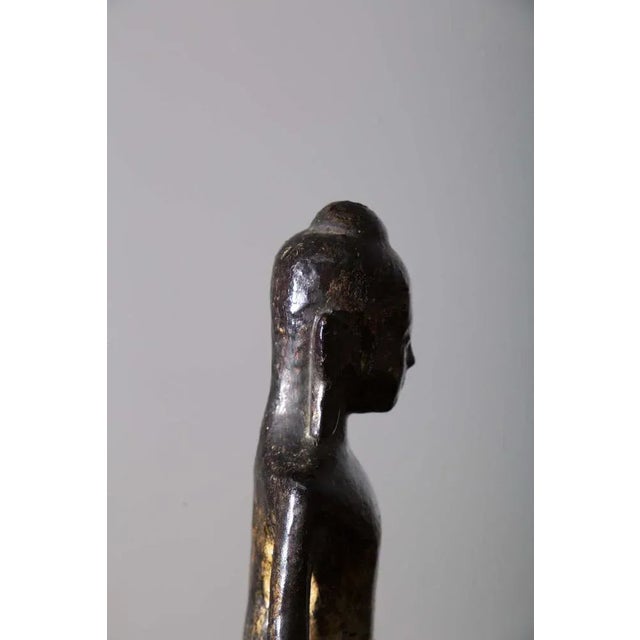 Thai Artist, Dvaravati Meditation Buddha Statue, 1800, Walnut For Sale - Image 3 of 8