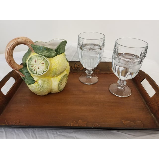 Ceramic Vintage Italian Handpainted Lemon Pitcher For Sale - Image 7 of 8