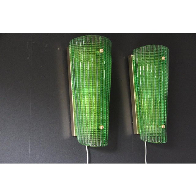 Emerald Green Murano Glass Wall Sconces in the style of Mazzega, Italy, ,2000s, Set of 2 For Sale - Image 13 of 14