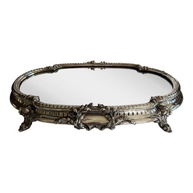 Antique Silver Over Bronze Plateau For Sale