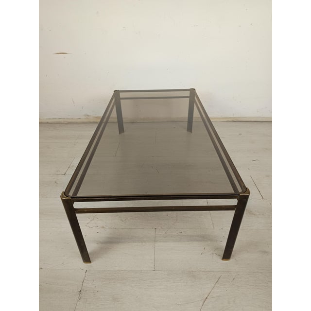 Gold-Plated Bronze Coffee Table with Tinted Glass, 1970s For Sale - Image 3 of 11