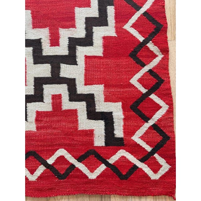 Textile Navajo Rug C 1920, Handmade Native American Textile, 4'7" x 7'2" Red Geometric For Sale - Image 7 of 15