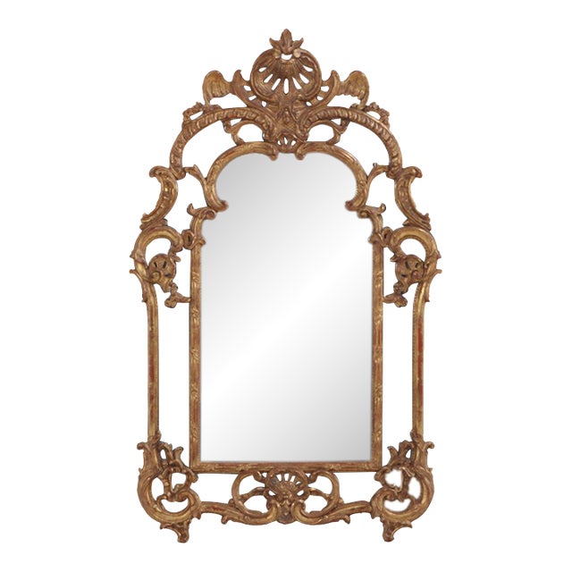 A French Louis XV Style Carved and Giltwood Mirror C 1940. For Sale