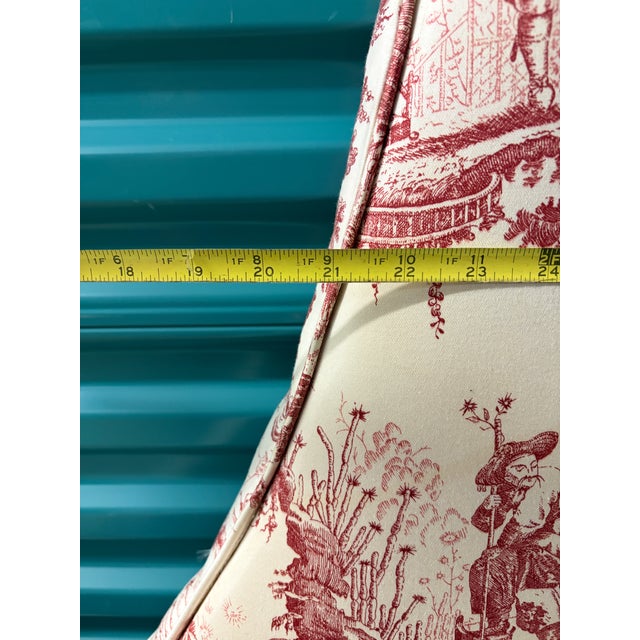 Red 1980s Pair Custom Twin Upholstered High Peak Regency Chinoiserie Headboards For Sale - Image 8 of 11