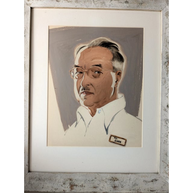 Framed and Signed Vintage Artist Self Portrait For Sale - Image 4 of 11