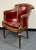 French Louis XVI Style Leather Barrel Back Library Chair For Sale - Image 3 of 12