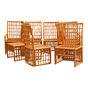 Mid-Century Rattan Parson’s Chairs - Set of 8