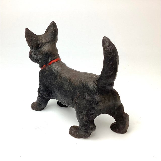 American Antique Hubley Cast Iron Small Scottish Terrier Dog Doorstop For Sale - Image 3 of 6