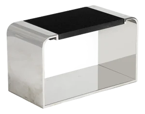 1970s Stainless Steel "Eclipse" Low Table by Brueton With Black Granite Inset