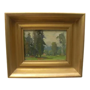 1990s Impressionistic en Plein Air Landscape Oil Painting on Wood by Karl Dempwolf