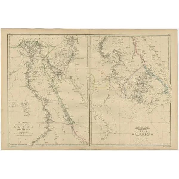 Antique Map of Egypt and Abyssinia by W. G. Blackie, 1859 For Sale - Image 3 of 6