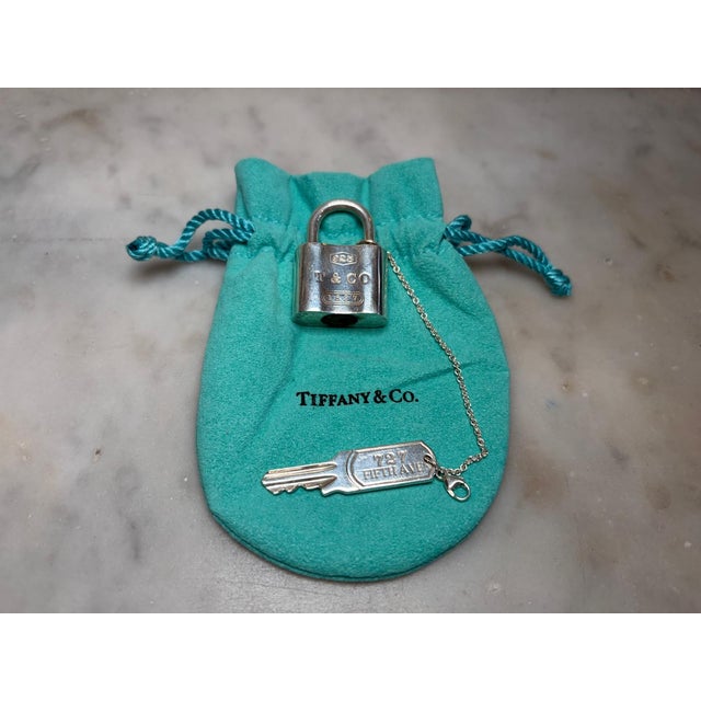 Metal Tiffany & Co. Sterling Silver 1837 Padlock Key Chain 52.54g For Sale - Image 7 of 7
