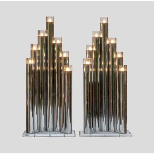 Steel Tube Wall Lamps by Gaetano Sciolari, 1970s, Set of 2 For Sale - Image 10 of 10