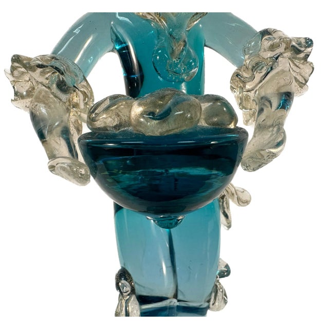 Glass Mid-Century Italian Glass With Gold Flakes Figurine Attributed to Murano For Sale - Image 7 of 10