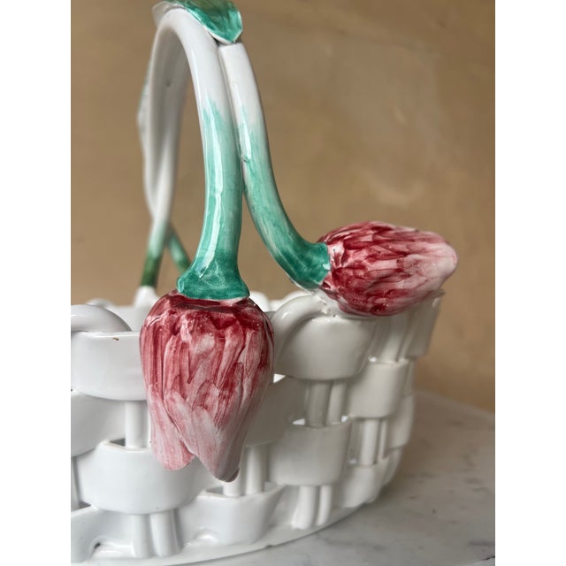 White Italian Ceramic Basket by Vietri For Sale - Image 8 of 10