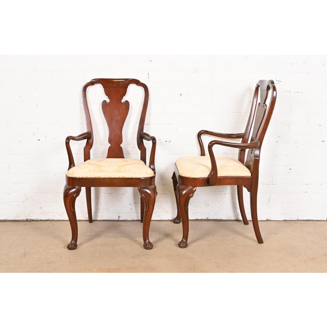 Baker Furniture Company Baker Furniture Historic Charleston Queen Anne Carved Mahogany Dining Armchairs, Pair For Sale - Image 4 of 12