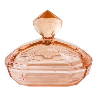 Vintage Art Deco Italian Glass Butter Dish, 1930s For Sale