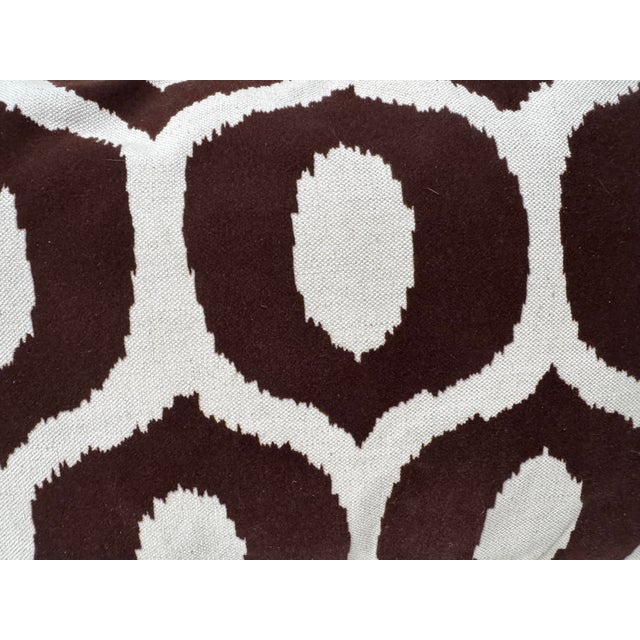 Abstract Pair of Chocolate Brown Ikat Pillows For Sale - Image 3 of 5