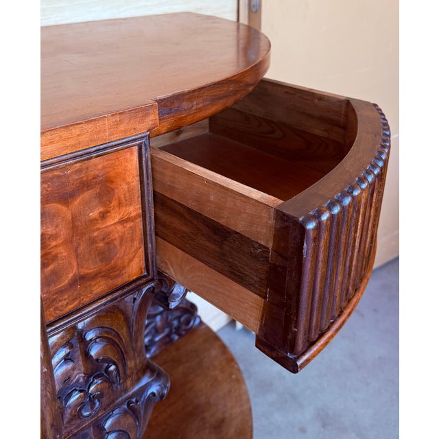 Late 19th Century English Carved Console with Book-matched Veneer and Three Drawers For Sale - Image 9 of 18