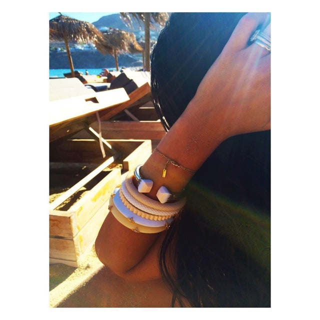 Miriam Salat Flower Pattern Art Nou Bird Bangles In Resin & 18 K Gold, Silver For Sale - Image 11 of 18