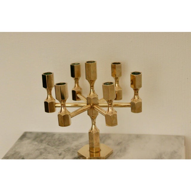 1970s Vintage Swedish Brass Candelabra by Gusum, 1978 For Sale - Image 5 of 10