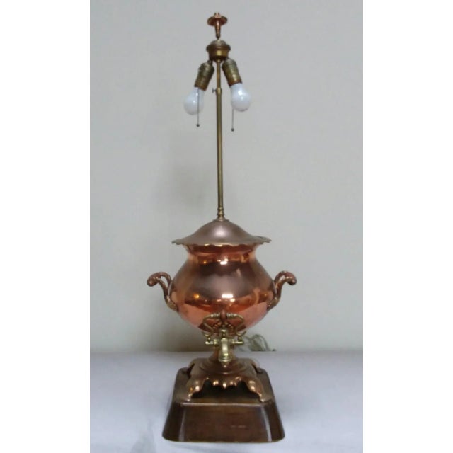 French Antique Samovar Copper Lamp For Sale In San Antonio - Image 6 of 6