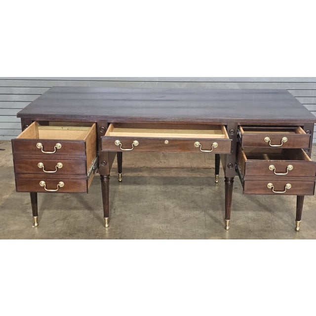 Wood Councill George Washington Mahogany Partner's Desk Sheraton Style For Sale - Image 7 of 13