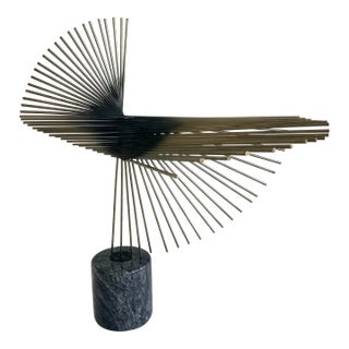 Mid Century Curtis Jere Metal Rod Sculpture on Marble Base For Sale