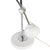 Large, classic mid century modern adjustable desk lamp in white enameled metal and chrome. The long flexible arched neck...