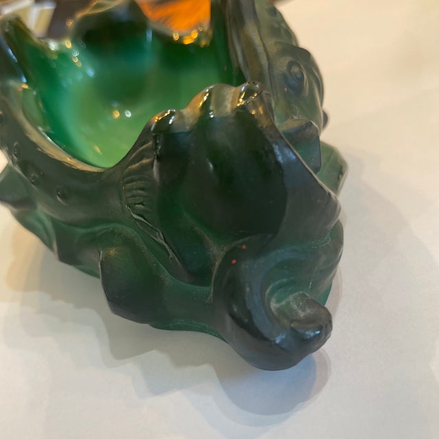 1940s Art Deco Green Malachite Glass Figural Fish Bowl Czechoslovakia For Sale In Miami - Image 6 of 9