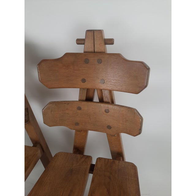 1980s Brutalist Oak Dining Chairs, 1980s, Set of 2 For Sale - Image 5 of 9