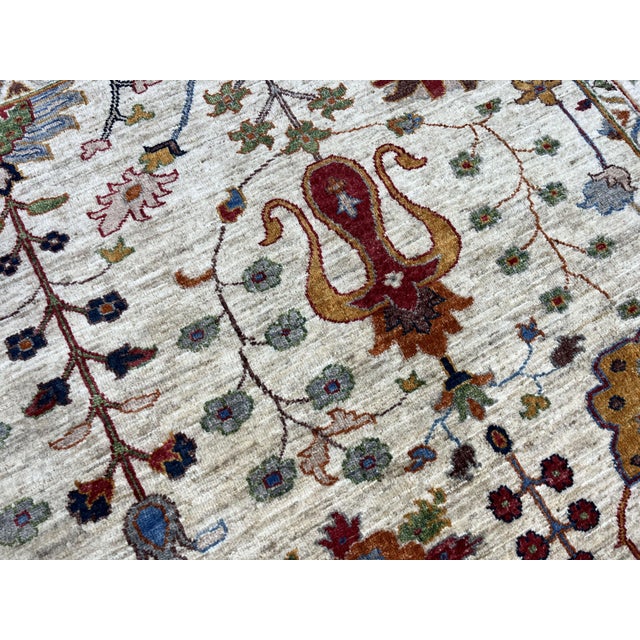 Beige Sultani Persian-Style Floral Natural Dye Wool Area Rug, 8'2" X 9'9" For Sale - Image 11 of 16