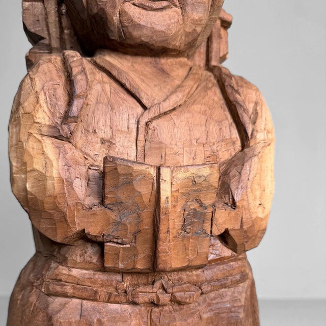 Japanese Mingei Wooden Sculpture of Ninomiya Kinjirō, Shōwa Period, 1920s-1940s For Sale - Image 4 of 11