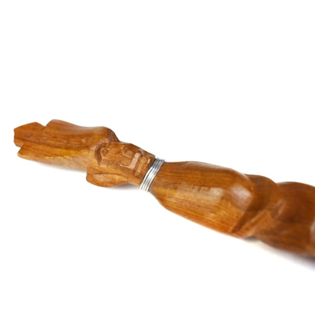 Mid 20th Century Mid 20th Century Vintage Hand Carved Solid Wood Salad Serving Utensils - Set of 3 For Sale - Image 5 of 10