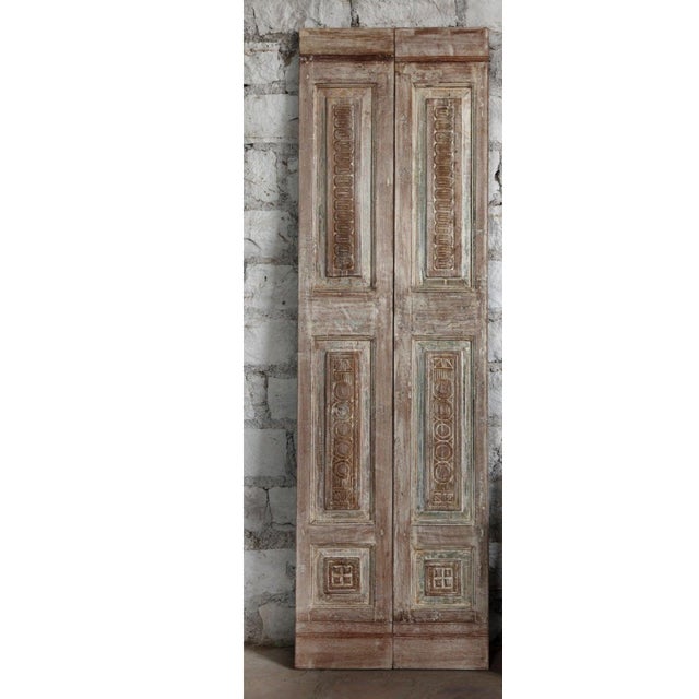 Mid-Century Modern Antique Floral Carved French Double Doors | Reclaimed Wood Elegance 80x24 For Sale - Image 3 of 5