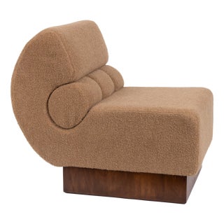 Italian Lounge Chair in Walnut and Cashmere Bouclé from Schumacher, 1970 For Sale